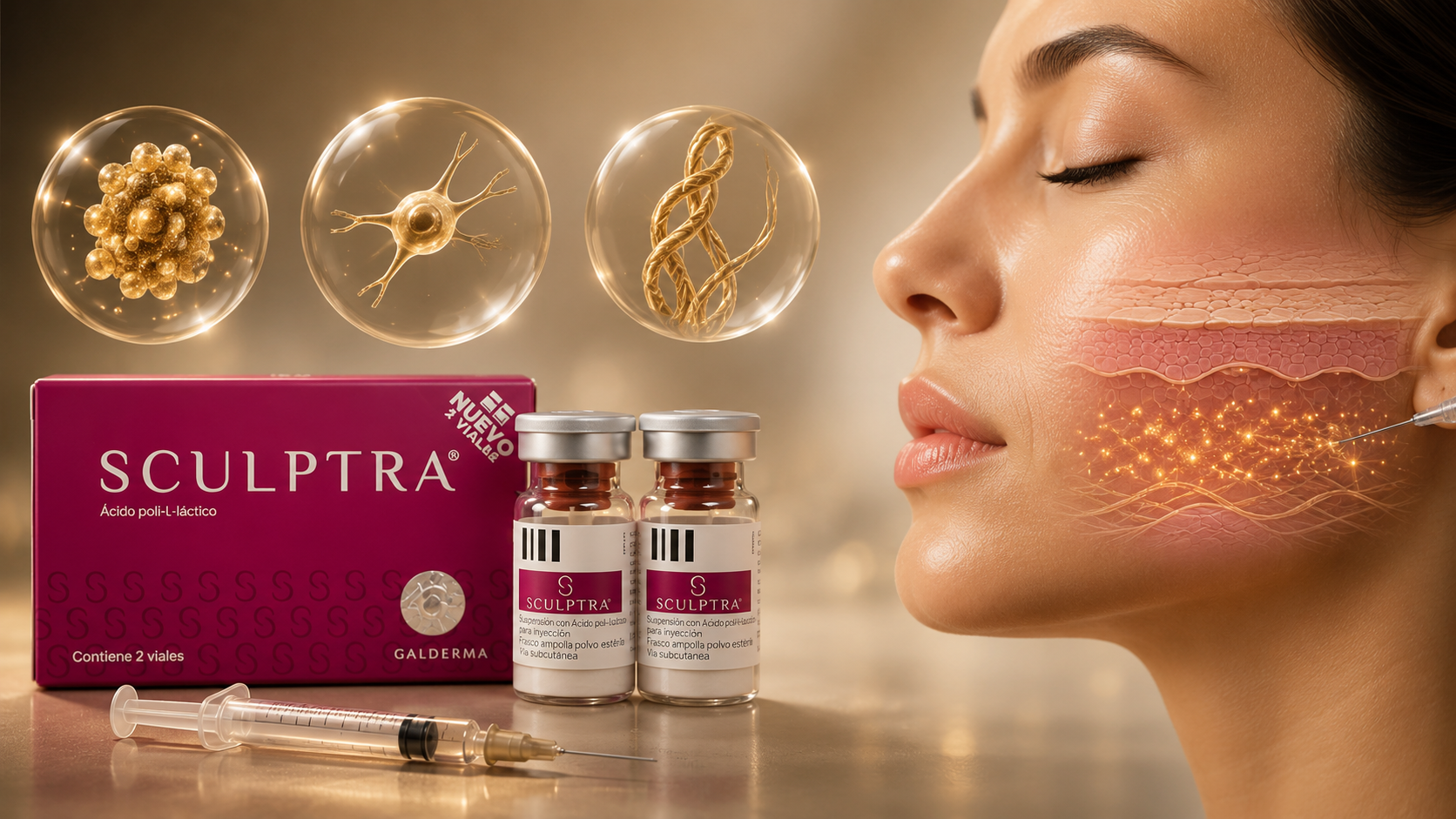 Sculptra Ácido Poli-L-Láctico — bioestimulador de colágeno de larga duración